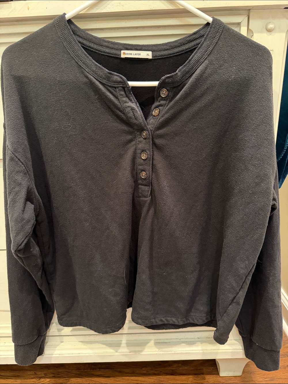 Marine Layer Charcoal Black Long-Sleeve Henley